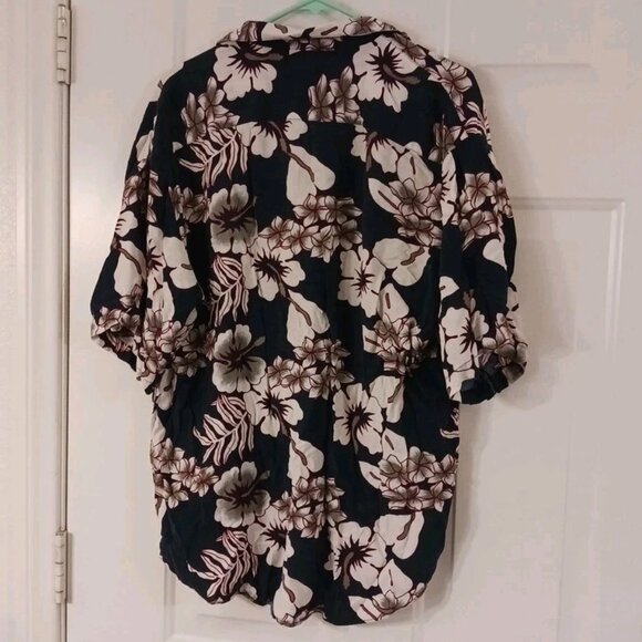 VTG 90s UNTIED Rayon Shirt Men's XL Floral Black Beach Hawaiian - Picture 6 of 6
